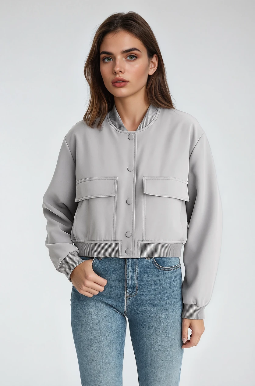 Essential Blouson Jakke med Lommer og Knaplukning