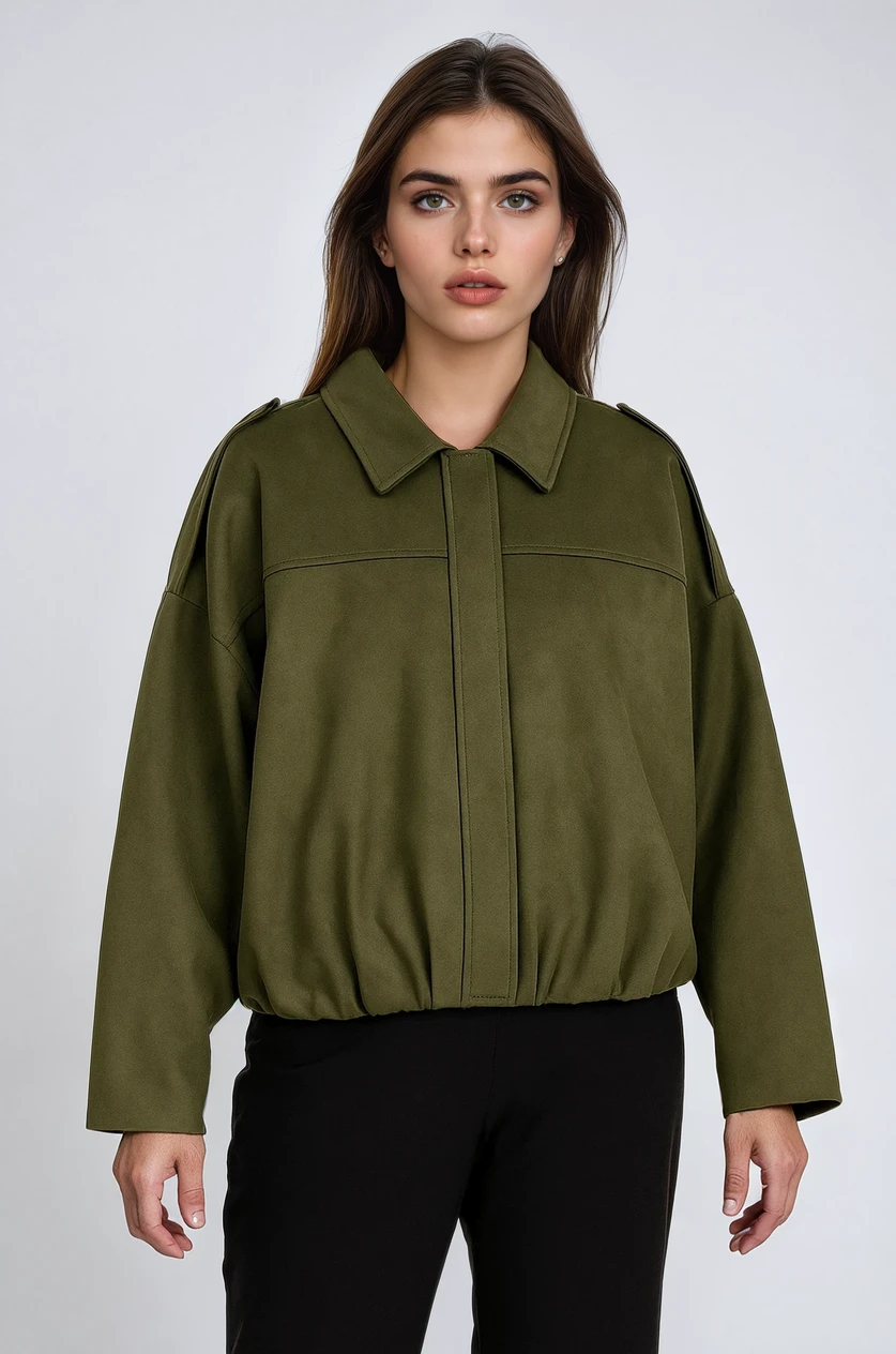 Essential Kort Oversize Jakke med Ballonærmer