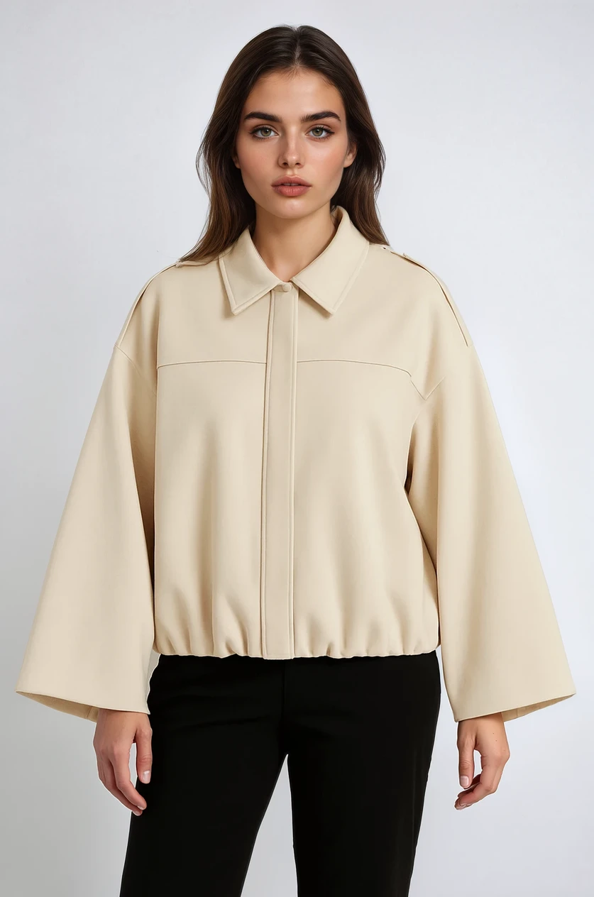 Essential Kort Oversize Jakke med Ballonærmer