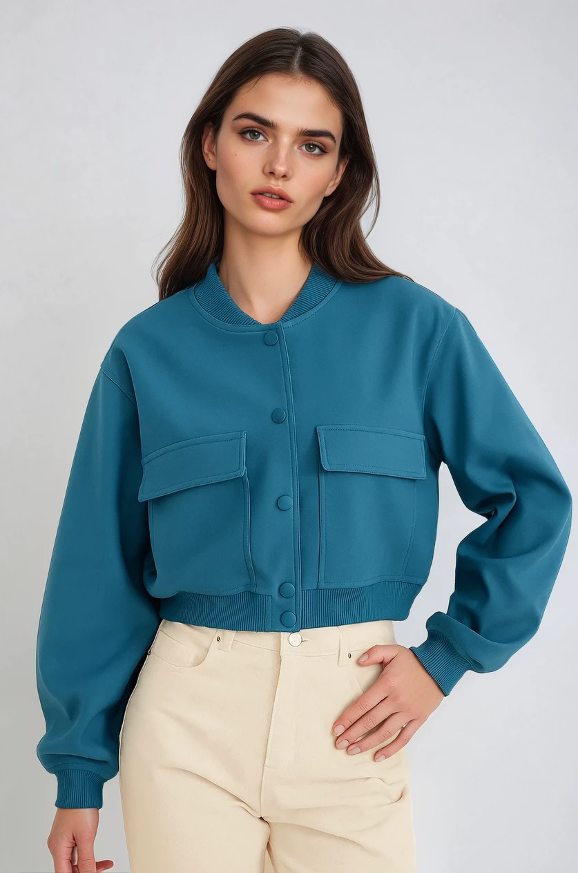 Essential Blouson Jakke med Lommer og Knaplukning