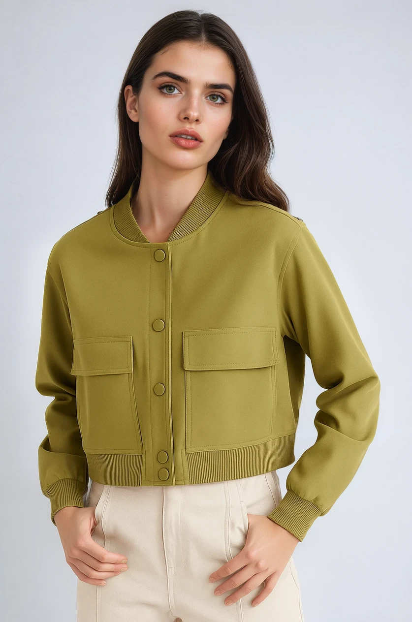 Essential Blouson Jakke med Lommer og Knaplukning