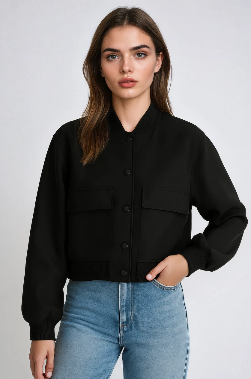 Essential Blouson Jakke med Lommer og Knaplukning