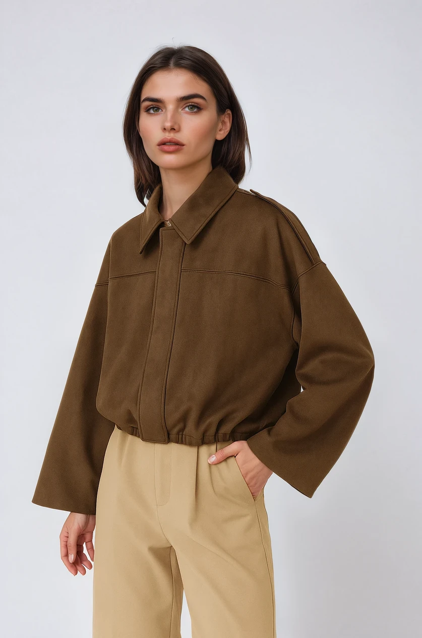 Essential Kort Jakke med Ballonærmer – Oversize Pasform