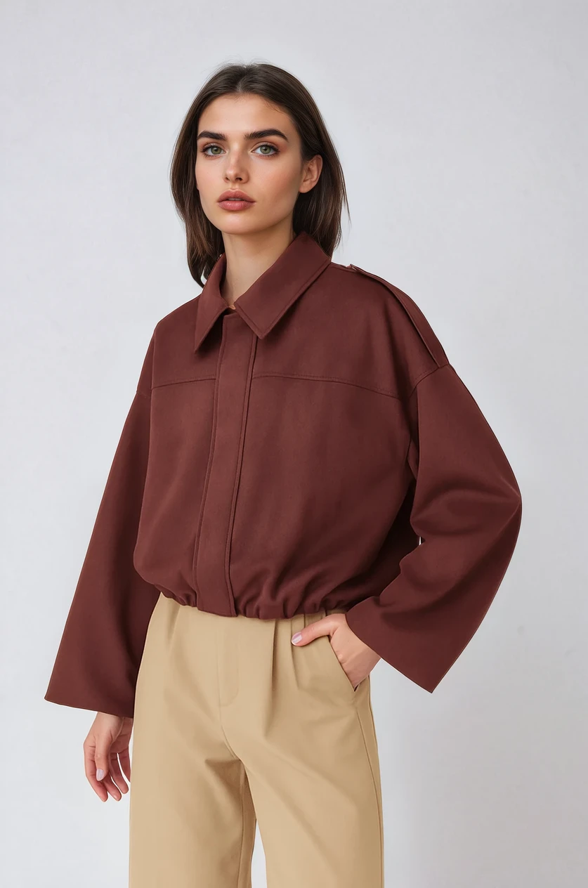 Essential Kort Jakke med Ballonærmer – Oversize Pasform